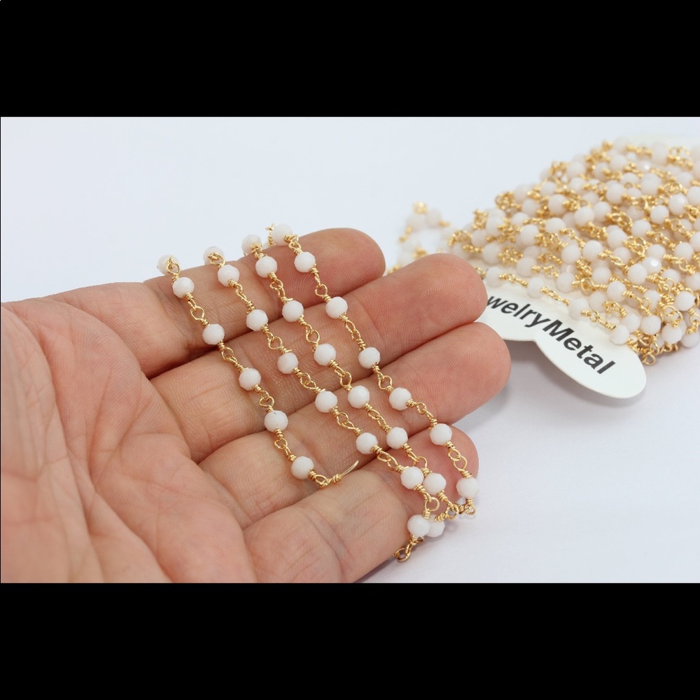 Gold Chain with White Stone